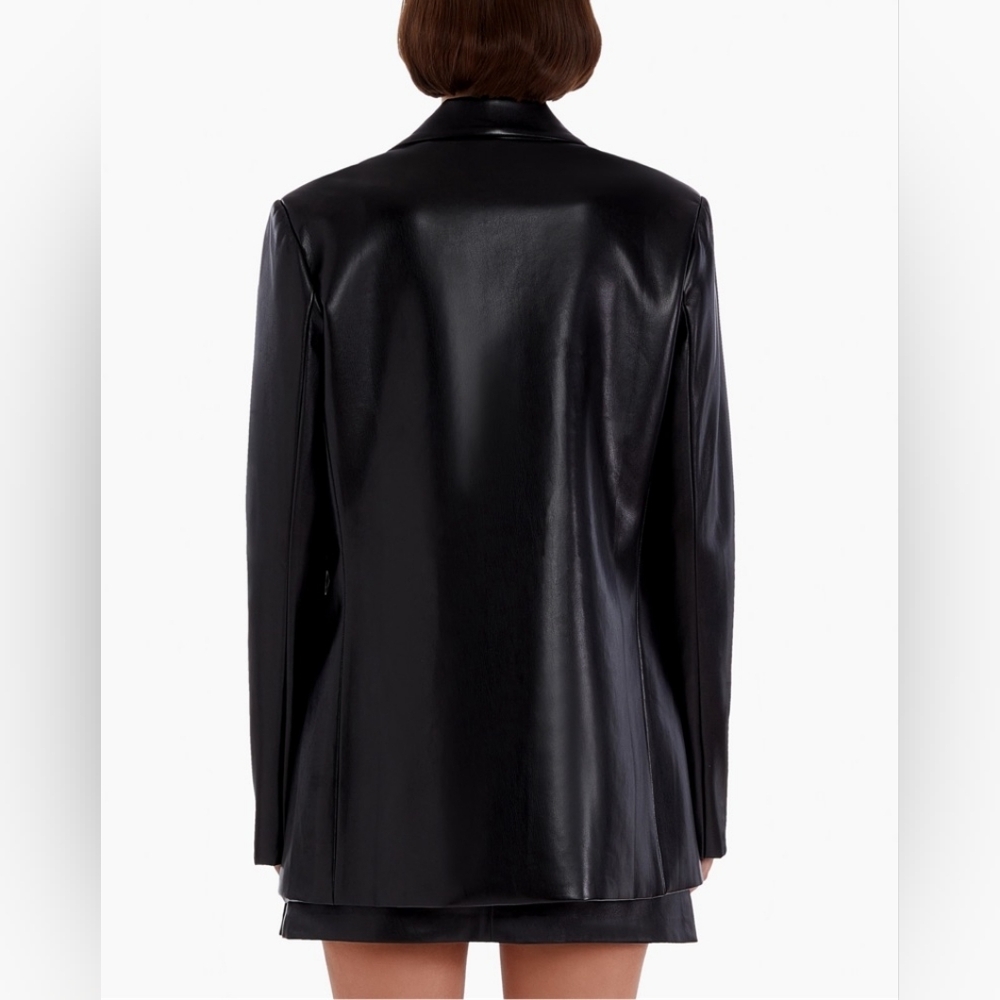NEW Amanda Uprichard Black Soft Faux Leather "Grady" Jacket/Blazer - Sz Medium - Picture 3 of 12